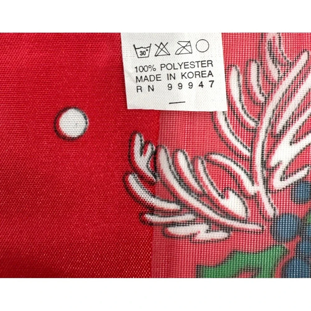 Classic Womens Red Tone‎ On Tone Stripe Holiday Silver Bells Square Scarf Korea